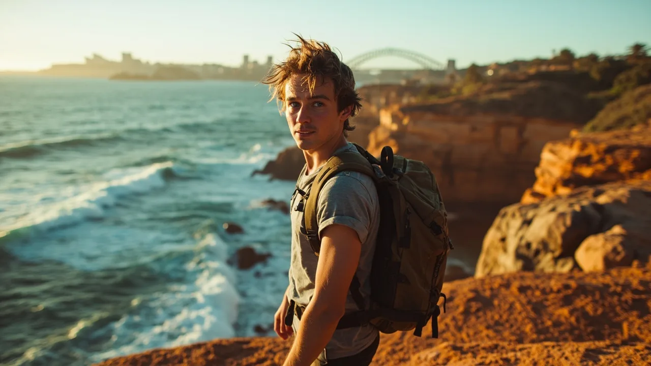 PVT Australie 2026 : jeune backpacker en working holiday visa, paysage australien