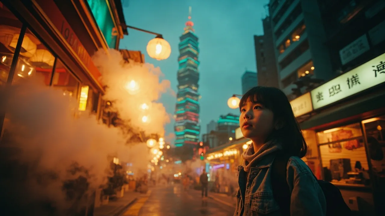 PVT Taïwan 2026 : voyageur devant les gratte-ciel de Taipei