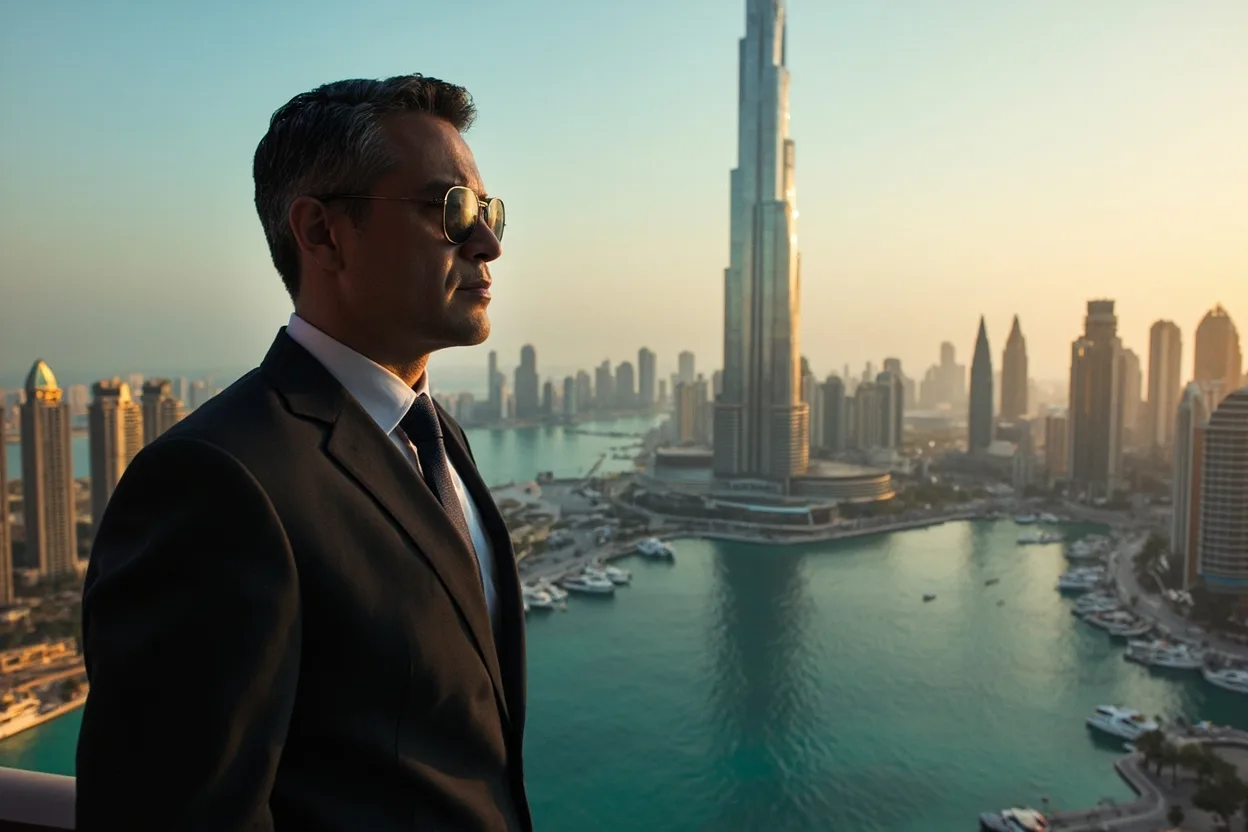 Skyline de Dubaï avec le Burj Khalifa et la marina, quartier d’affaires des Émirats