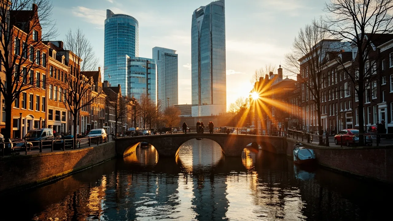 Travailler aux Pays-Bas en tant que Francais : canaux et quartier d'affaires d'Amsterdam